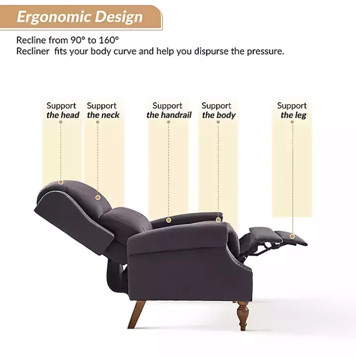 Rosalie Charcoal Upholstered Manual Recliner
