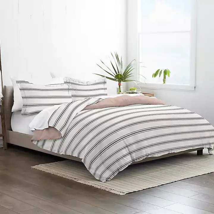 Rose Pink Echo Stripe 3-pc. Queen Duvet Cover Set