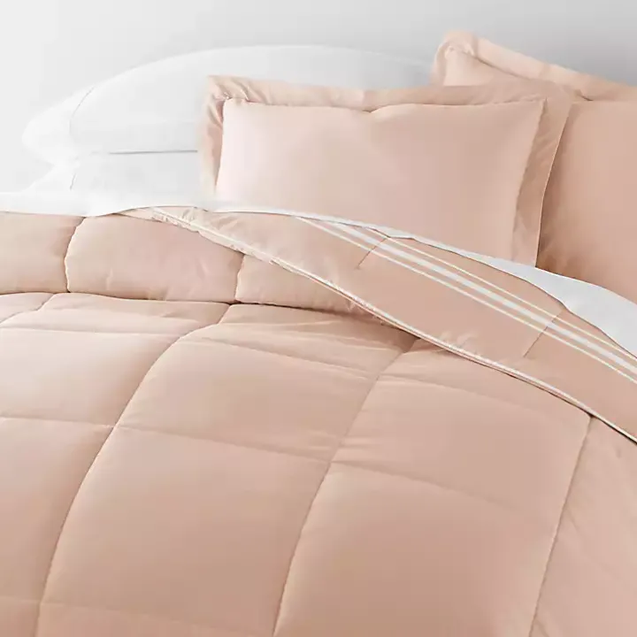 Rose Striped Reversible 3-pc. Queen Comforter Set
