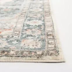 Rosette Green and Ivory Area Rug, 7x9