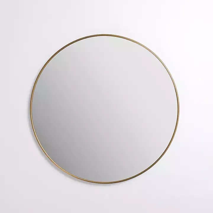 Round Antique Brass Nouveau Wall Mirror