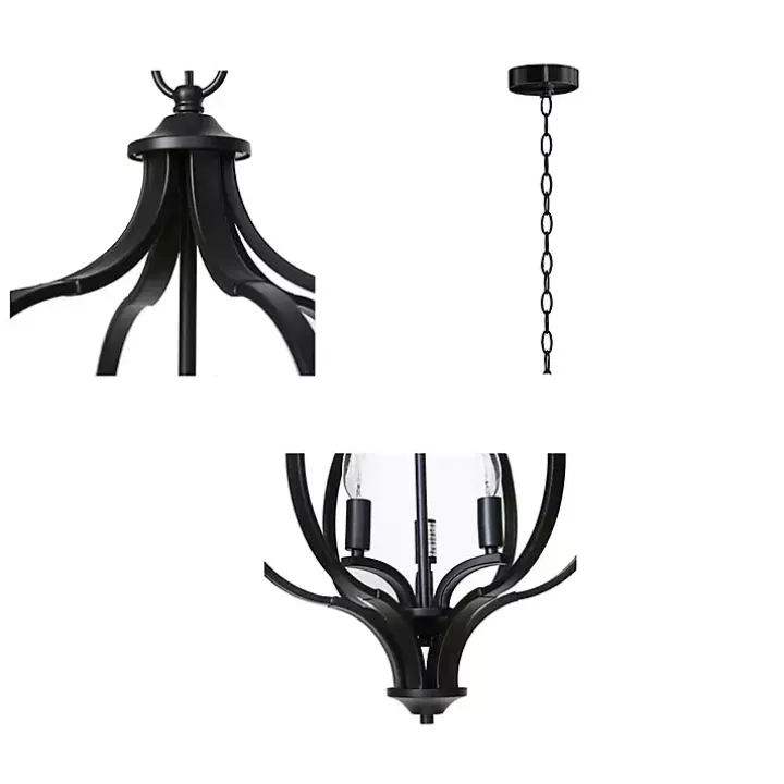Round Black Iron Ornate Pendant Light