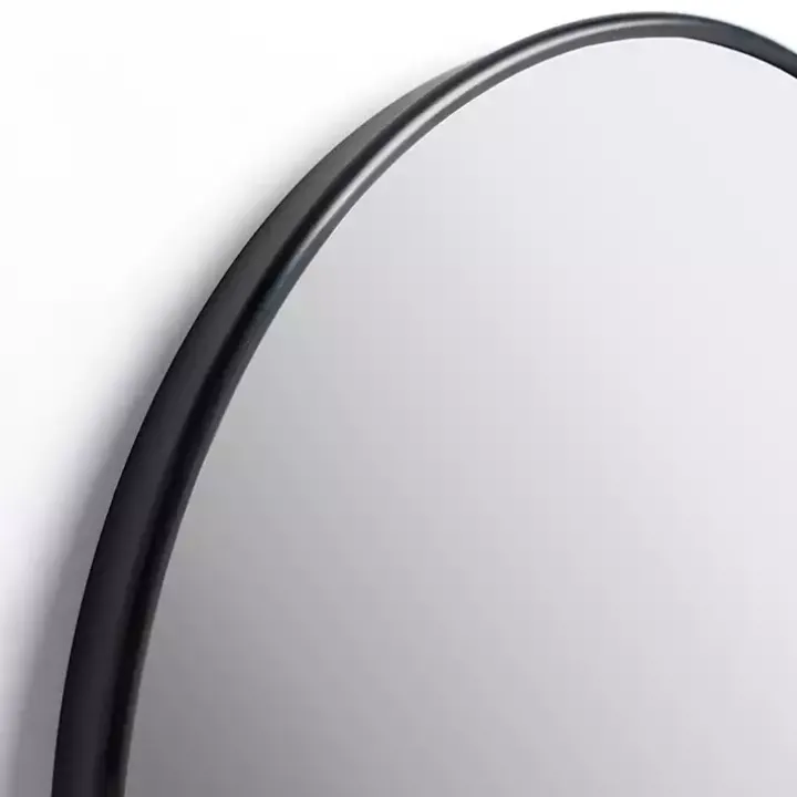 Round Black Nouveau Linear Wall Mirror, 20 in.