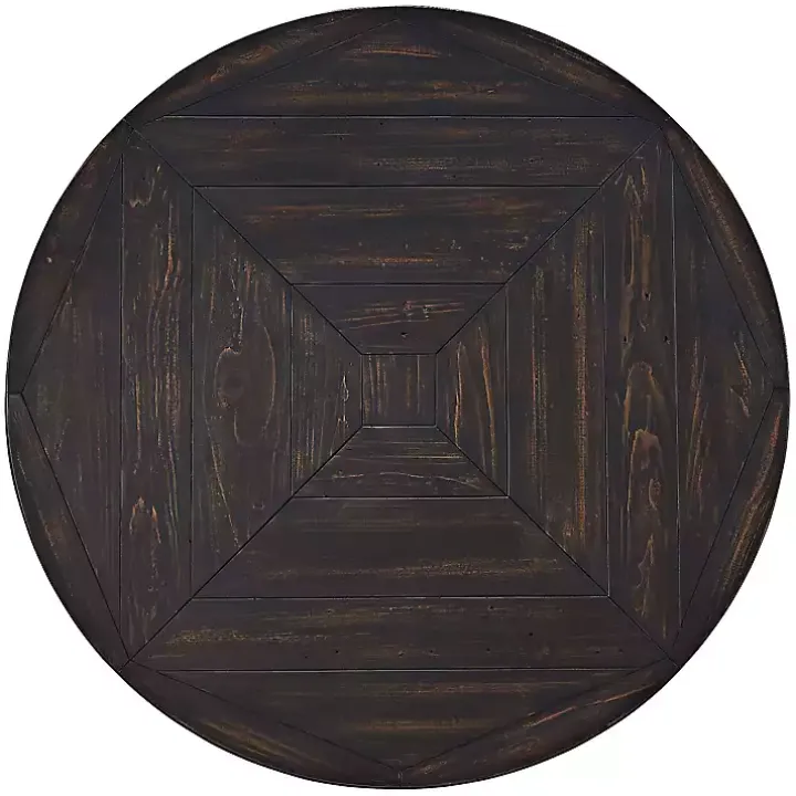 Round Black Wood Flared Base Coffee Table