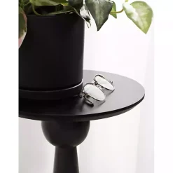 Round Black Wood Jess Accent Table