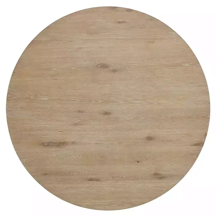Round Brown Wood Pedestal Base Dining Table