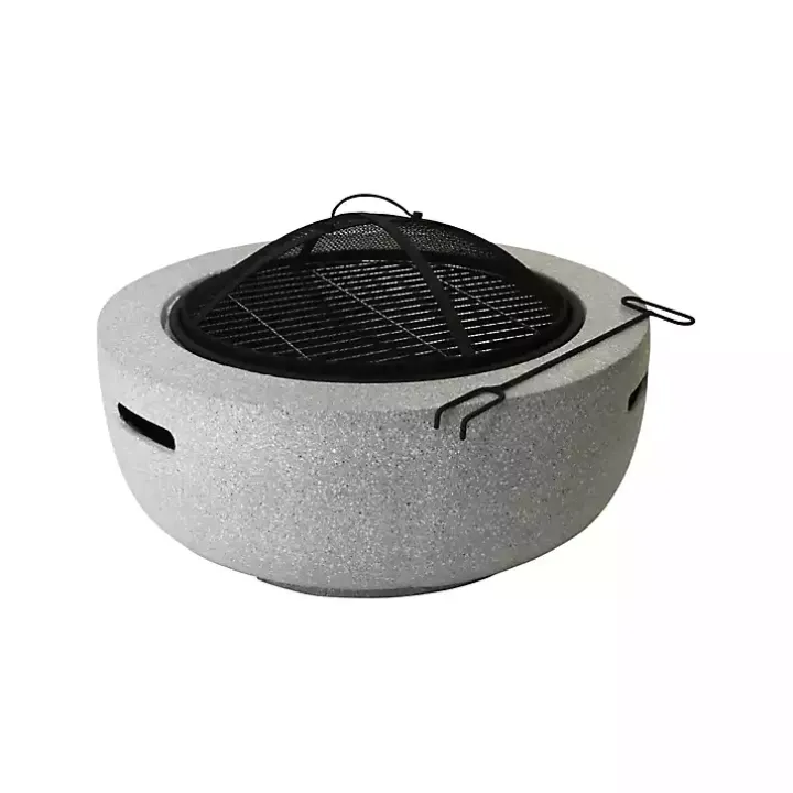 Round Fire Bowl and Spark Screen Set