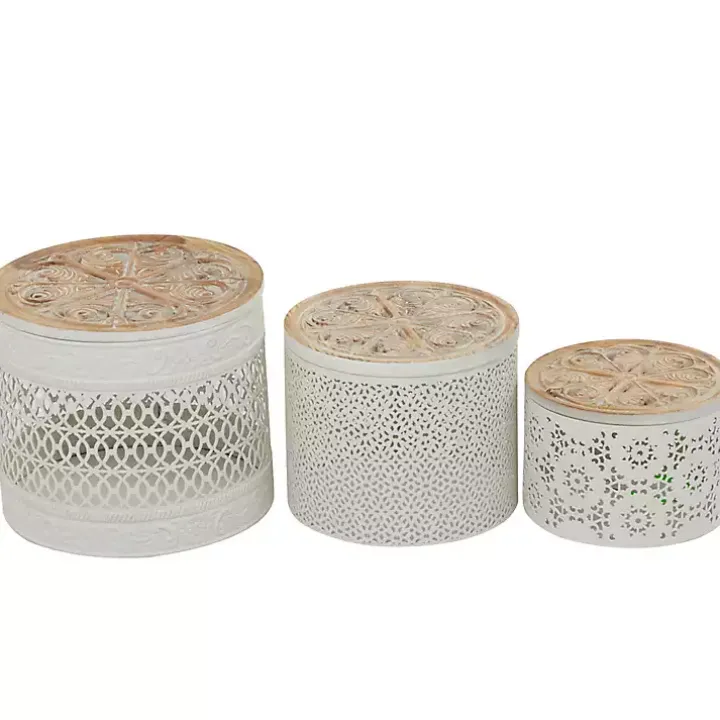 Round Intricate Laser Cut Boxes, Set of 3