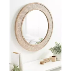 Round Natural Rattan Wall Mirror