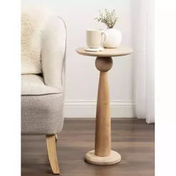 Round Natural Wood Jess Accent Table