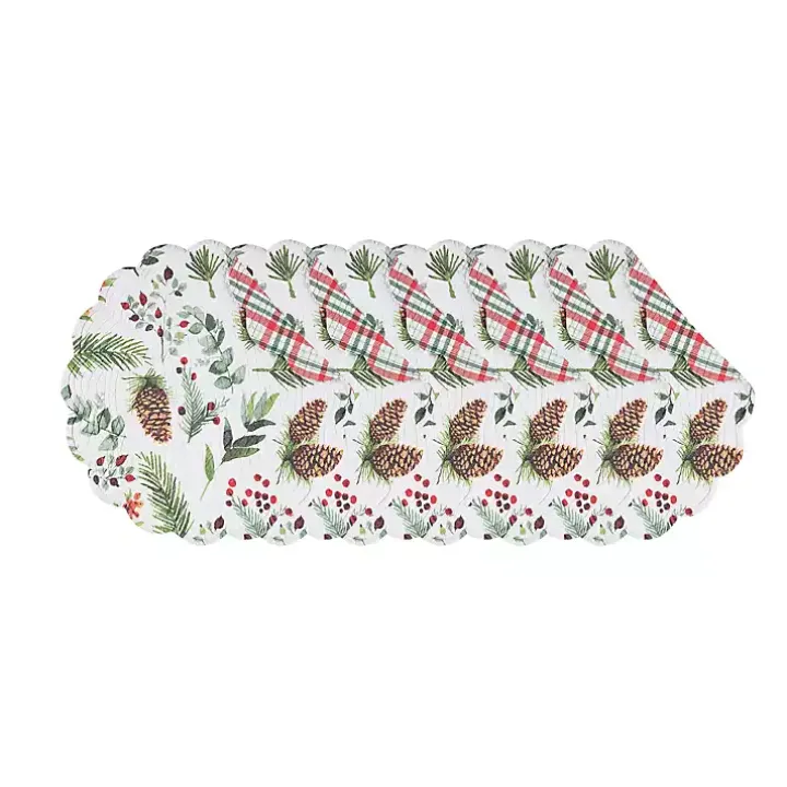 Round Pinecone and Plaid Placemats, Set of 6