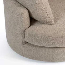 Round Sand Boucle Swivel Accent Chair