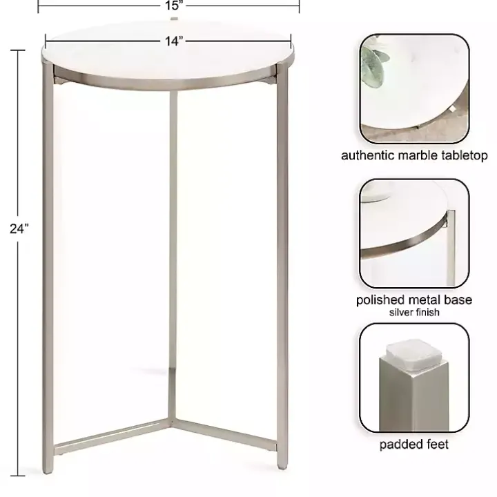 Round Silver Aguilar Accent Table