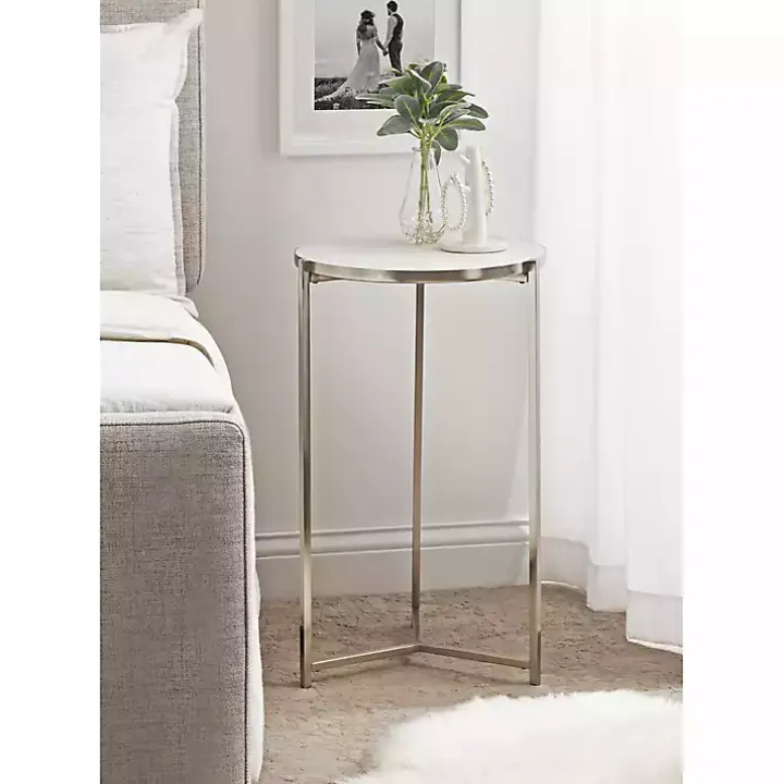 Round Silver Aguilar Accent Table