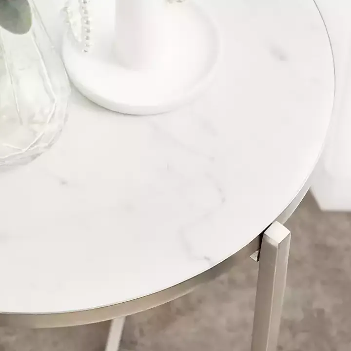 Round Silver Aguilar Accent Table
