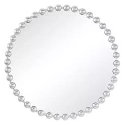 Round Silver Beaded Wall Mirror