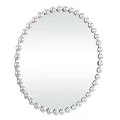Round Silver Beaded Wall Mirror