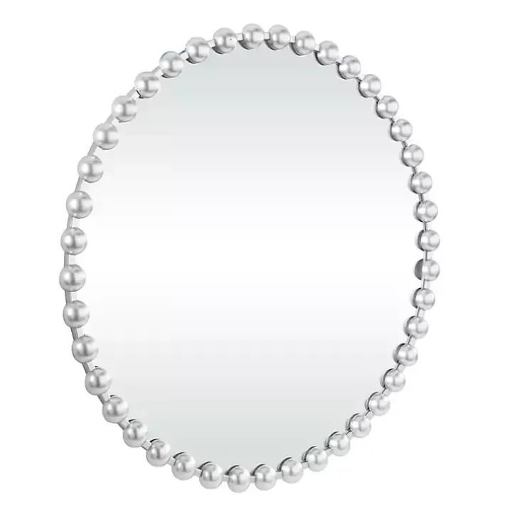 Round Silver Beaded Wall Mirror