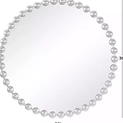 Round Silver Beaded Wall Mirror