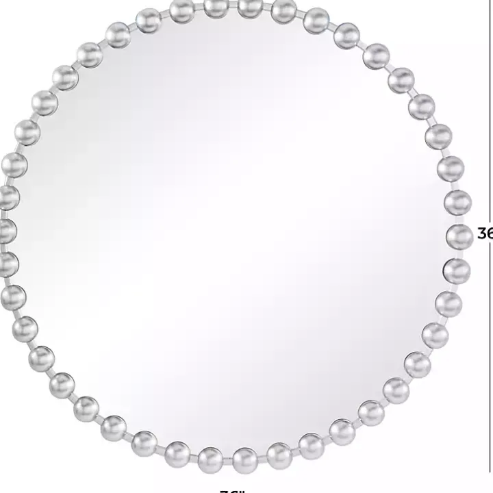 Round Silver Beaded Wall Mirror