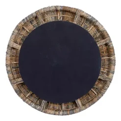 Round Teak Wood Coiled Tampar Frame Mirror