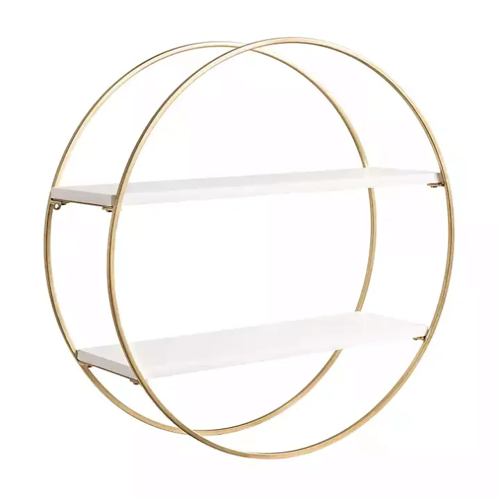 Round White Wood Sequoia Wall Shelf