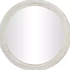 Round Whitewash Beaded Wall Mirror