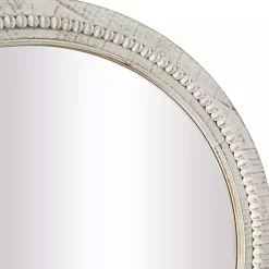 Round Whitewash Beaded Wall Mirror