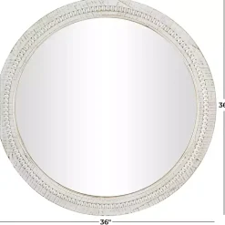 Round Whitewash Beaded Wall Mirror