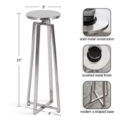 Round Zia Silver Metal Accent Table