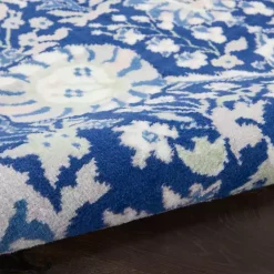 Royal Blue Floral Motif Area Rug, 8x10