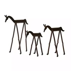 Rust Forged Iron Horse Figurines, Set of 3
