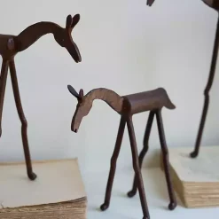 Rust Forged Iron Horse Figurines, Set of 3