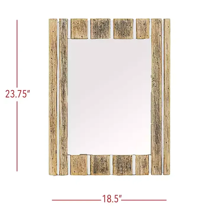 Rustic Driftwood Striped Wall Mirror