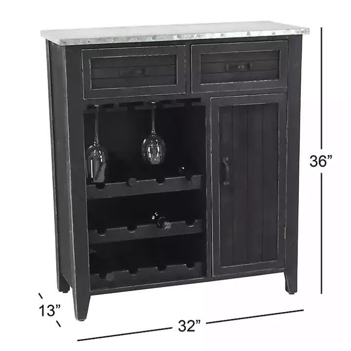 Rustic Galvanized Top Wine Cabinet