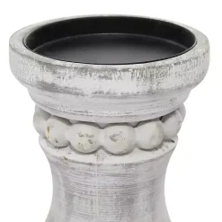 Rustic Gray Carved 3-pc. Candle Holder Set