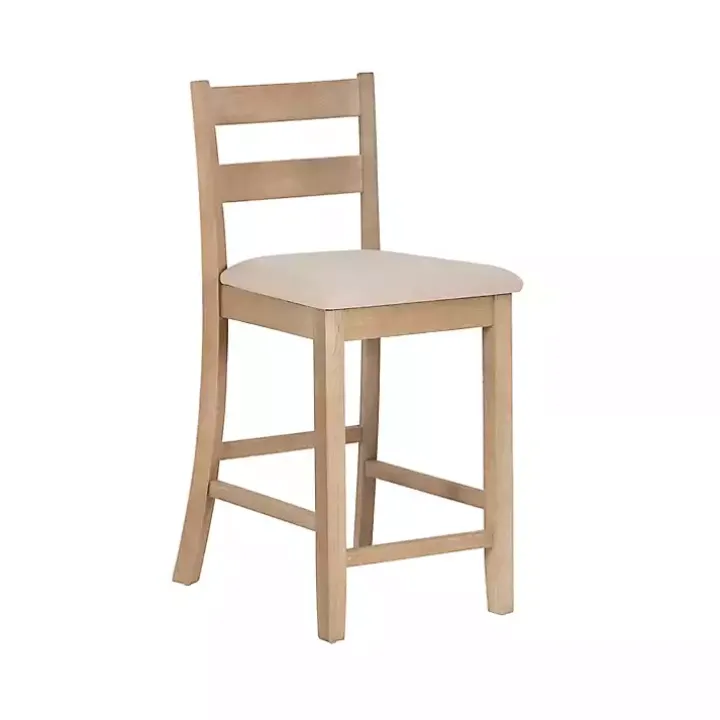 Rustic Graywash Wood Upholstered Counter Stool
