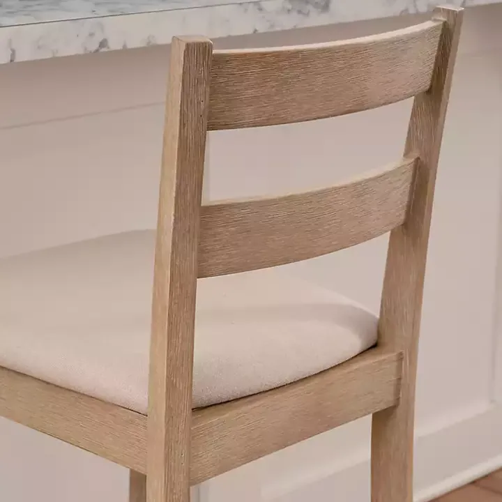 Rustic Graywash Wood Upholstered Counter Stool