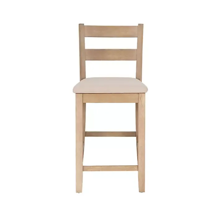 Rustic Graywash Wood Upholstered Counter Stool