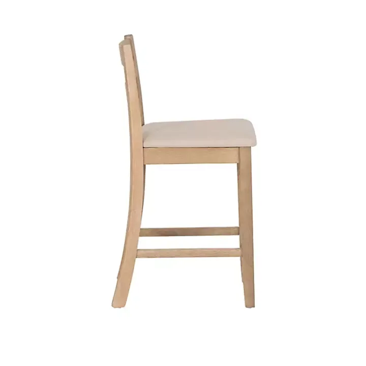 Rustic Graywash Wood Upholstered Counter Stool