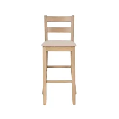 Rustic Graywash Wood Upholstered Bar Stool