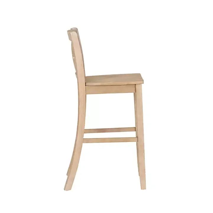 Rustic Graywash Wood X Back Bar Stool