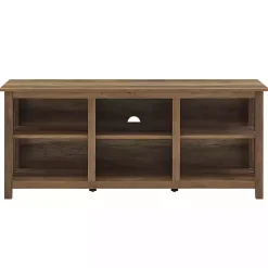 Rustic Oak Wood Slatted Sides Media Cabinet