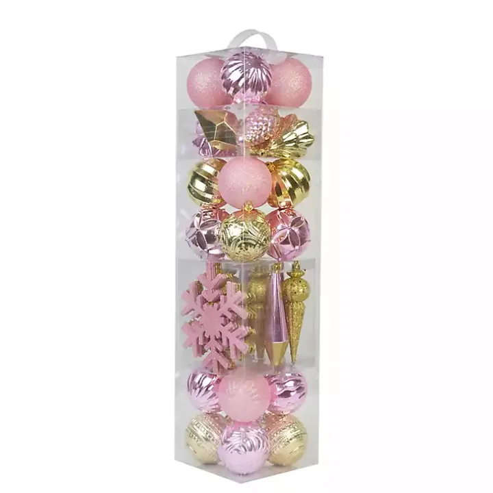 Rustic Pink & Gold 40-pc. Christmas Ornament Set