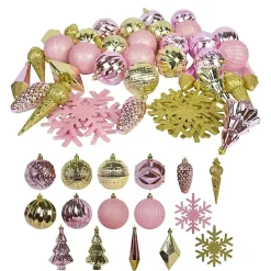 Rustic Pink & Gold 40-pc. Christmas Ornament Set