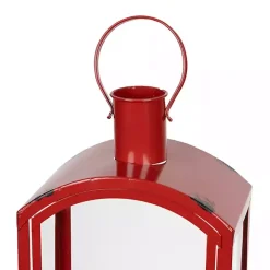 Rustic Red Metal Lanterns, Set of 3