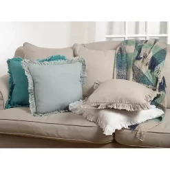 Rustic Teal Ruffled Edge Throw Pillow