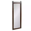 Rustic Walnut Barn Door Wall Mirror