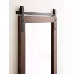 Rustic Walnut Barn Door Wall Mirror