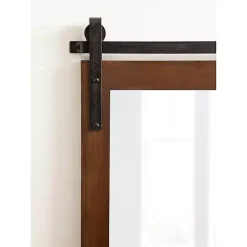 Rustic Walnut Barn Door Wall Mirror